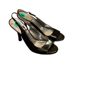 Guess Glossy Black Patent Leather Slingback Heels